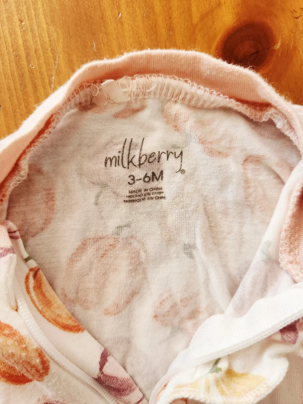 Milkberry 3-6 Month Bamboo Pumpkin Print Footie